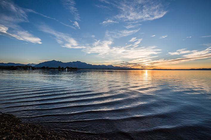 Tagesausflug Traunreut Chiemsee Sonnenuntergang