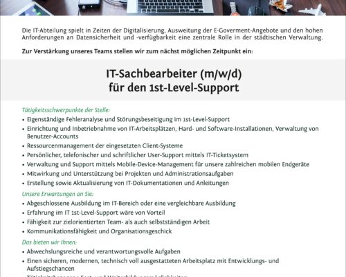 IT-Sachbearbeiter (m/w/d) für den 1st-Level-Support